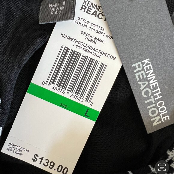 Kenneth Cole Reaction NEW Black & White Tribal Print Midi Dress Size L - Picture 13 of 15